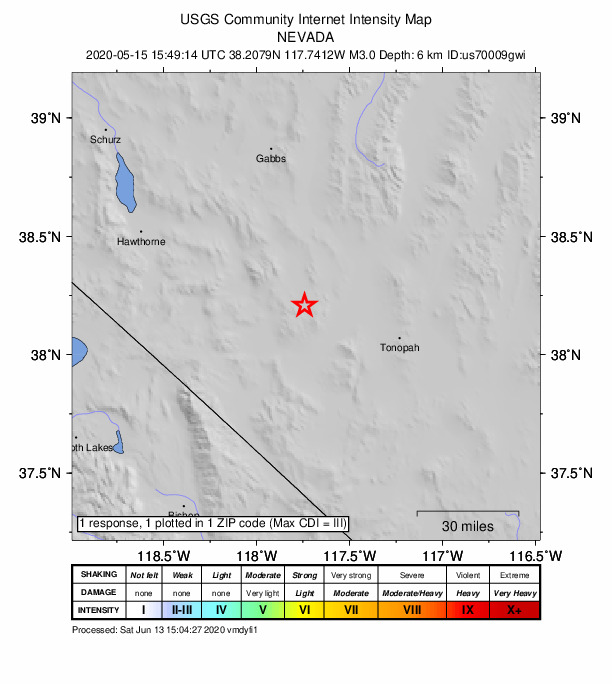 Did You Feel It? map: shaking reported by the public