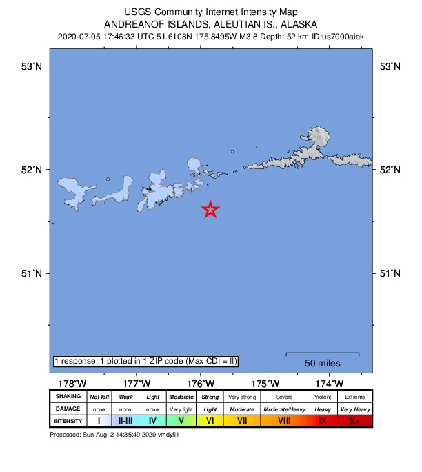 Did You Feel It? map: shaking reported by the public