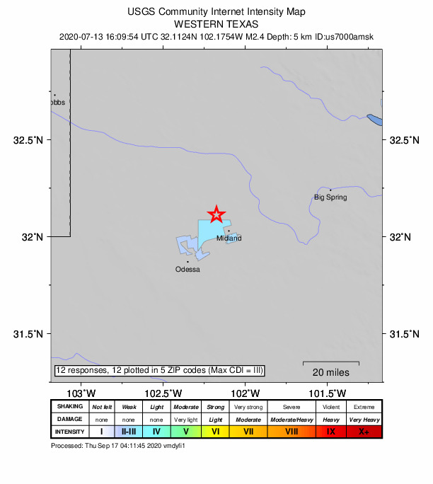 Did You Feel It? map: shaking reported by the public