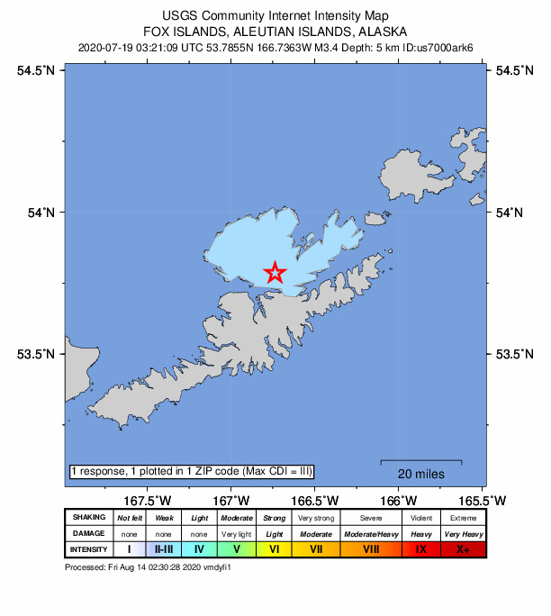 Did You Feel It? map: shaking reported by the public