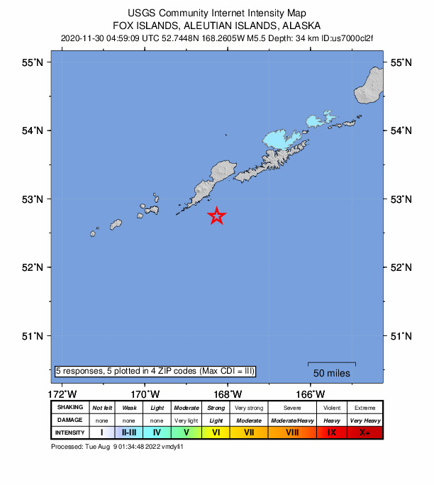 Did You Feel It? map: shaking reported by the public