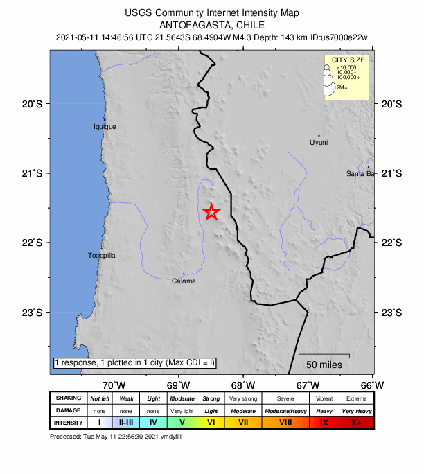 Did You Feel It? map: shaking reported by the public