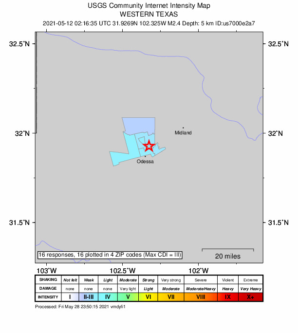 Did You Feel It? map: shaking reported by the public