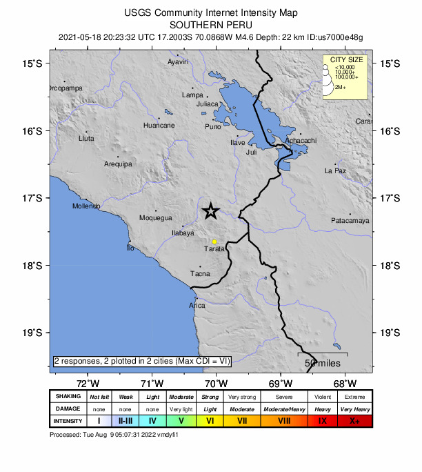 Did You Feel It? map: shaking reported by the public