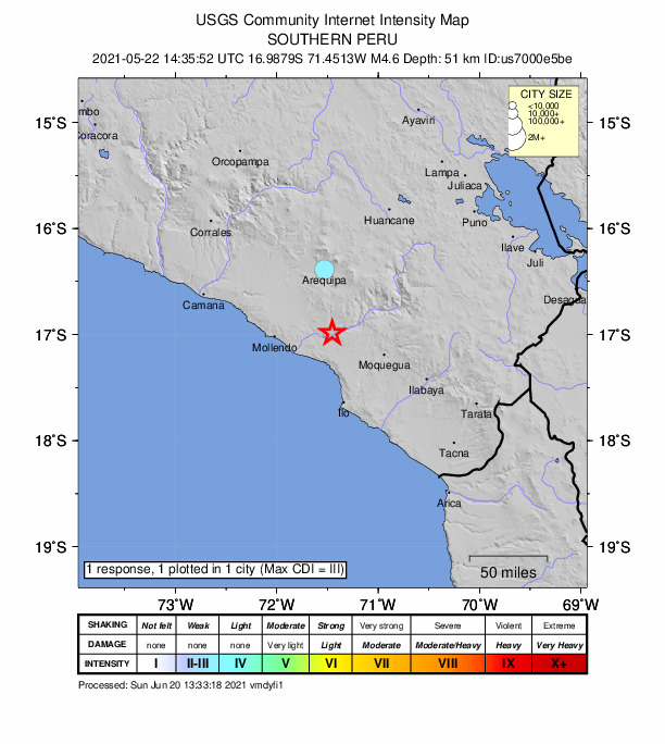 Did You Feel It? map: shaking reported by the public