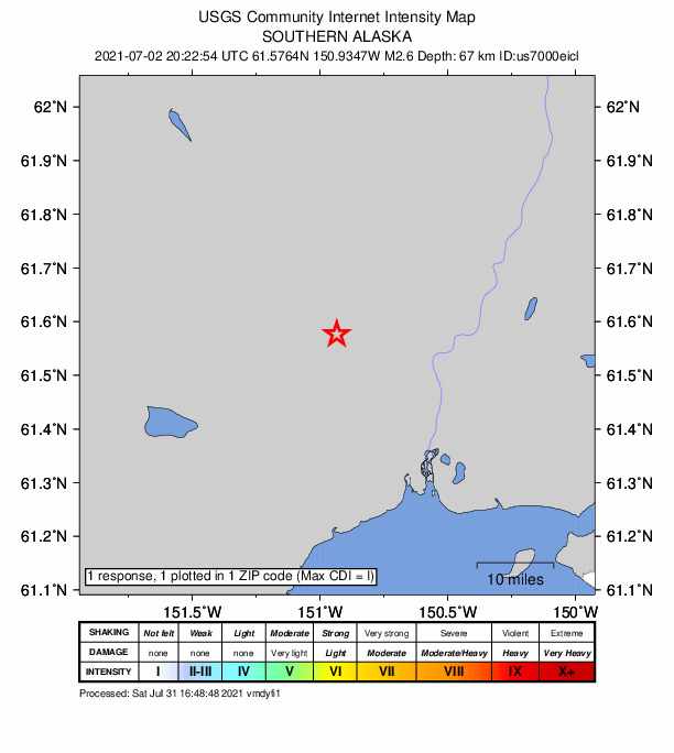 Did You Feel It? map: shaking reported by the public