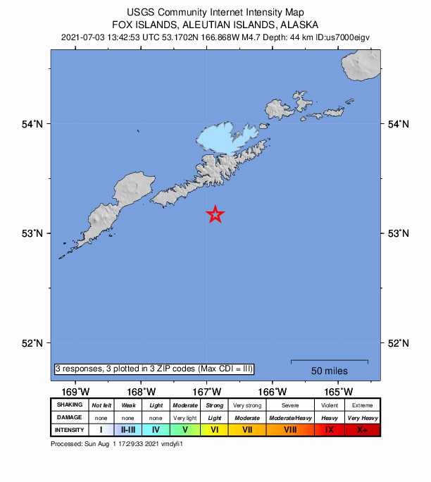 Did You Feel It? map: shaking reported by the public