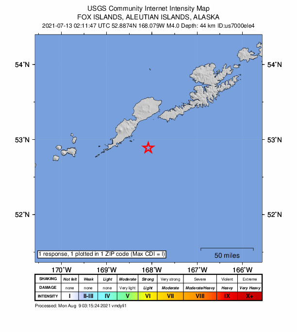 Did You Feel It? map: shaking reported by the public