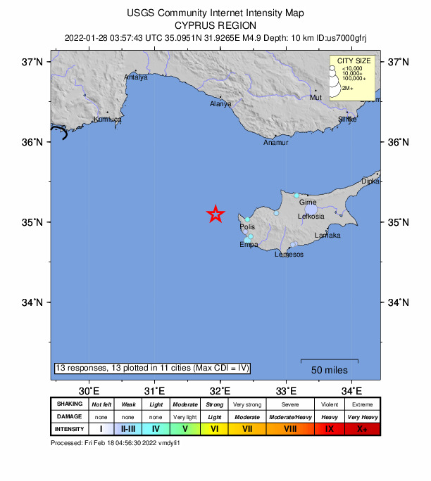 Did You Feel It? map: shaking reported by the public