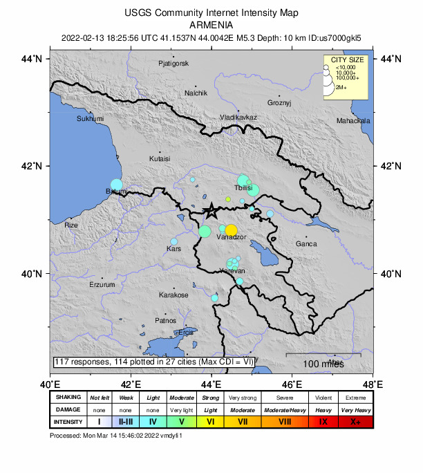 Did You Feel It? map: shaking reported by the public