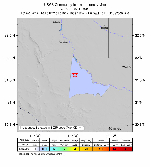 Did You Feel It? map: shaking reported by the public