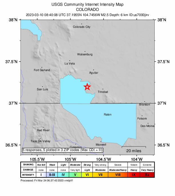 Did You Feel It? map: shaking reported by the public