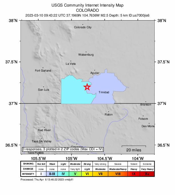 Did You Feel It? map: shaking reported by the public