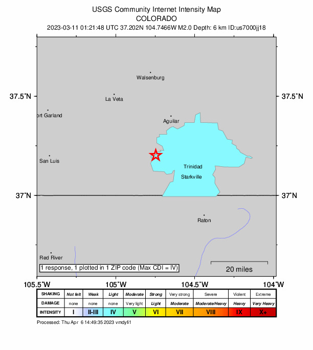 Did You Feel It? map: shaking reported by the public