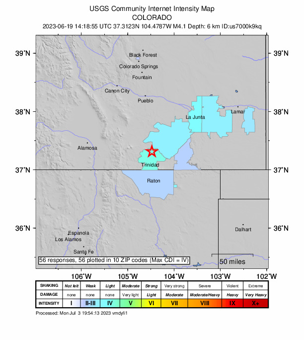 Did You Feel It? map: shaking reported by the public