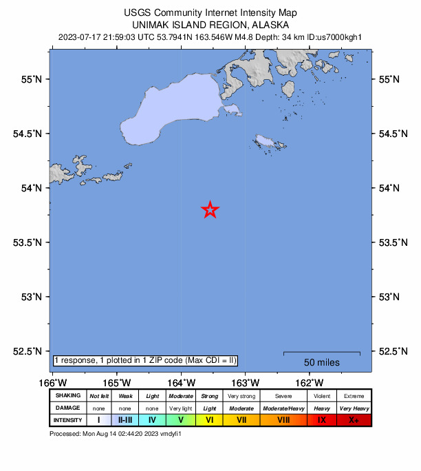 Did You Feel It? map: shaking reported by the public