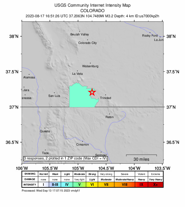 Did You Feel It? map: shaking reported by the public