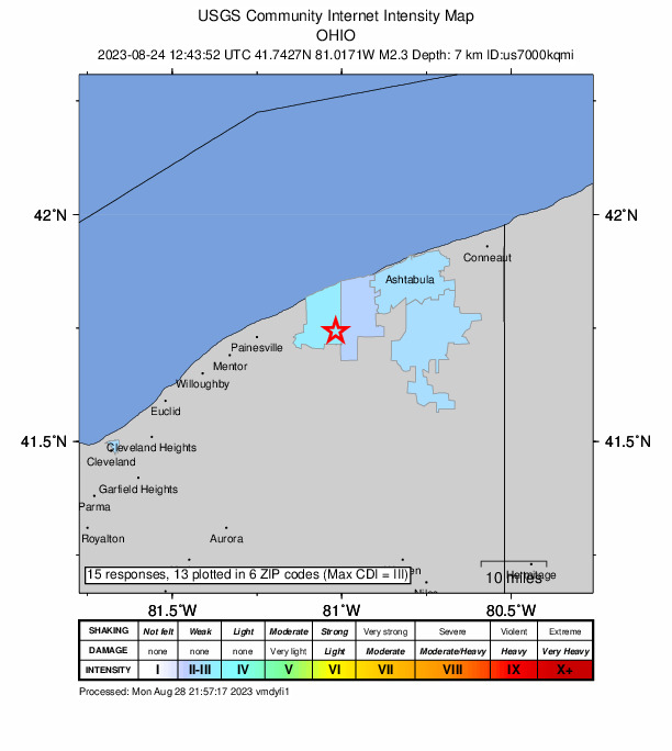 Did You Feel It? map: shaking reported by the public