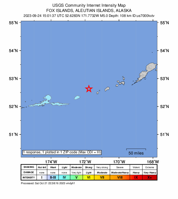 Did You Feel It? map: shaking reported by the public