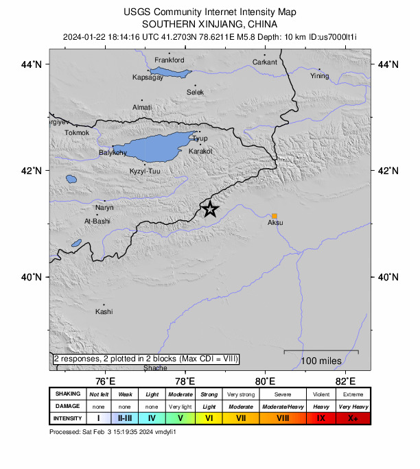 M 5.8 - 129 km SSE of Kyzyl-Suu, Kyrgyzstan