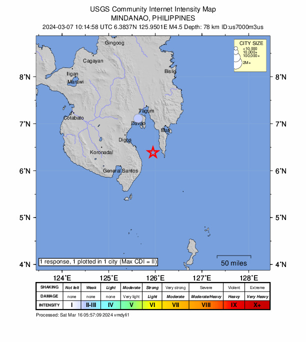 Did You Feel It? map: shaking reported by the public