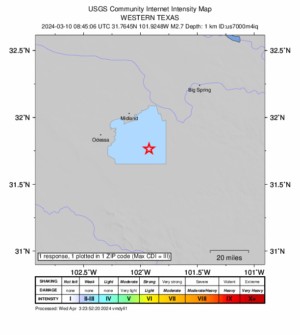 Did You Feel It? map: shaking reported by the public