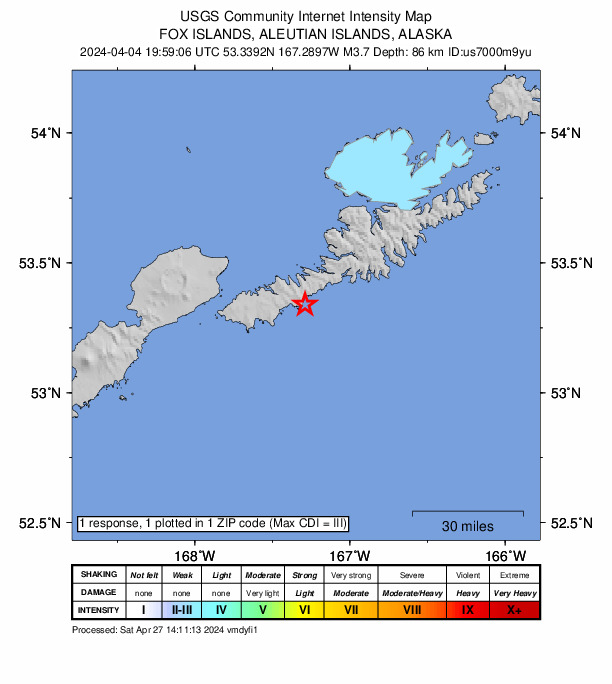 Did You Feel It? map: shaking reported by the public