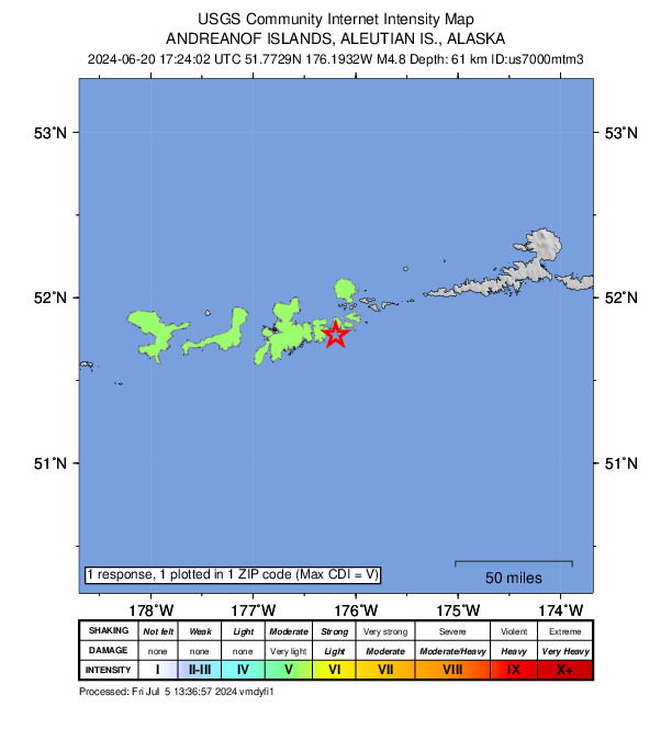 Did You Feel It? map: shaking reported by the public