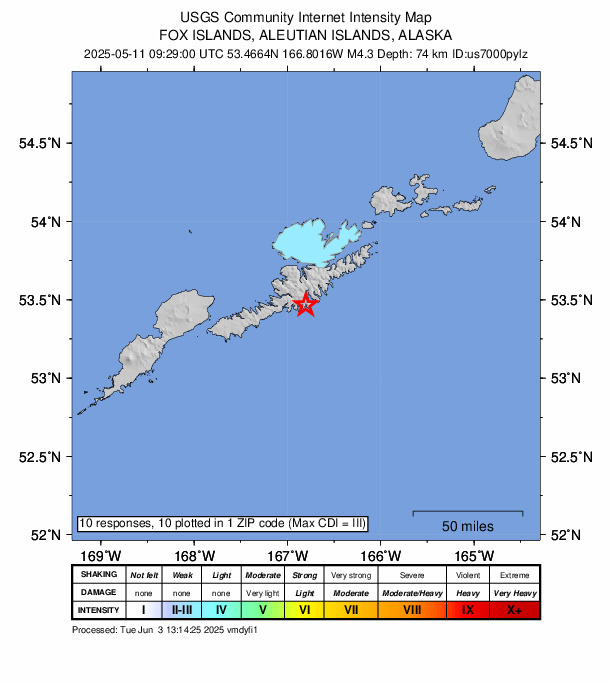 Did You Feel It? map: shaking reported by the public
