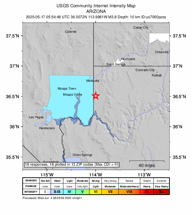 Did You Feel It? map: shaking reported by the public