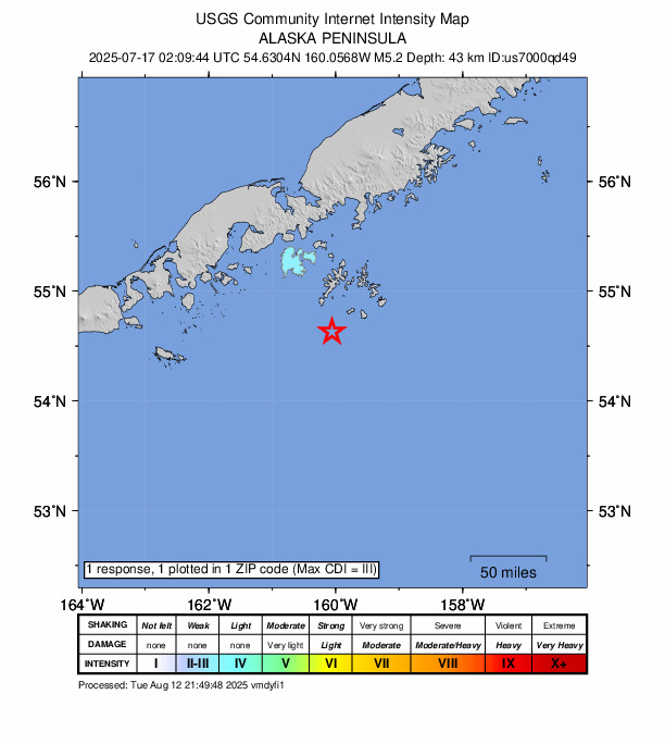 Did You Feel It? map: shaking reported by the public