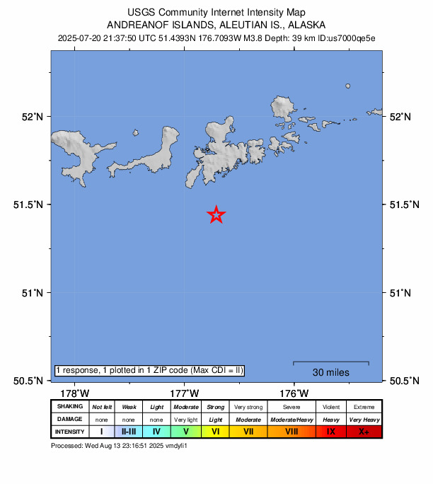 Did You Feel It? map: shaking reported by the public