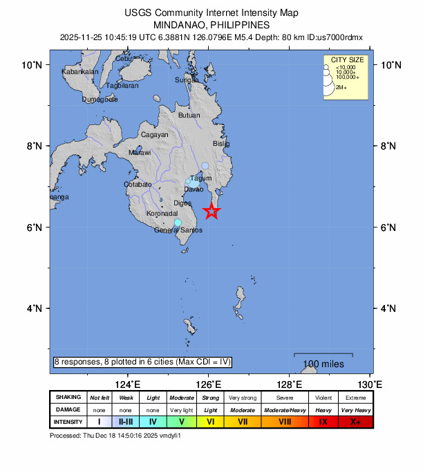 Did You Feel It? map: shaking reported by the public