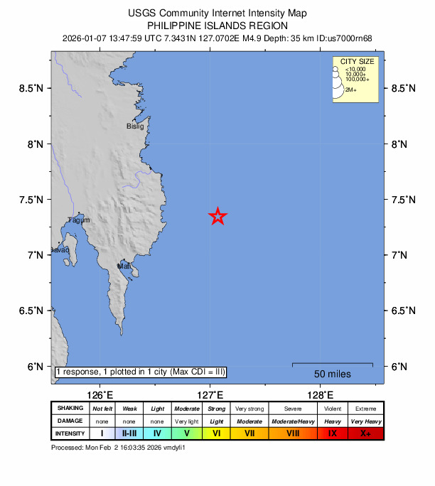 Did You Feel It? map: shaking reported by the public