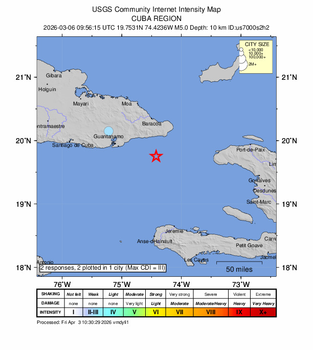 Did You Feel It? map: shaking reported by the public