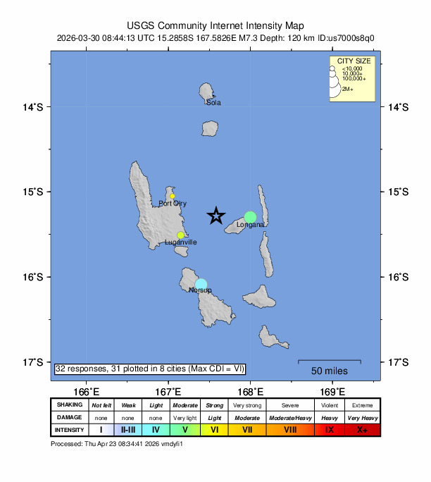 M 7.3 Vanuatu | EarthScope Consortium