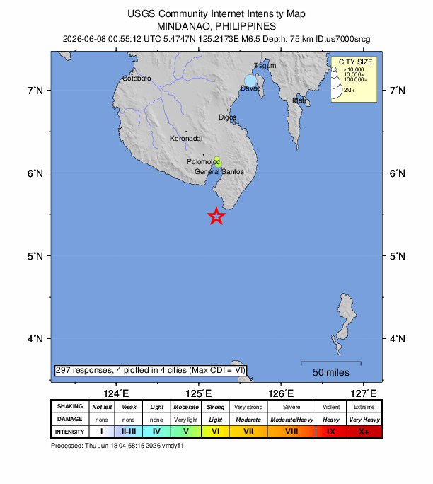 Did You Feel It? map: shaking reported by the public