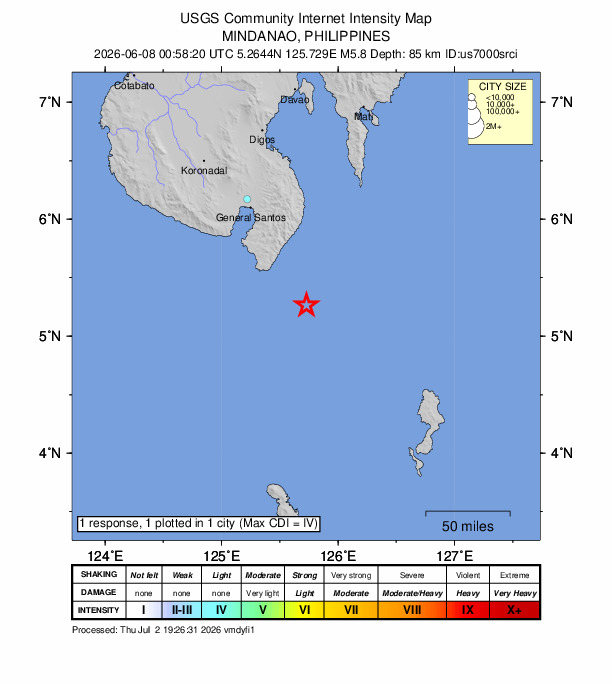 Did You Feel It? map: shaking reported by the public