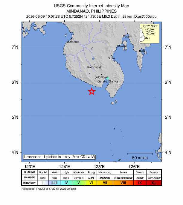 Did You Feel It? map: shaking reported by the public