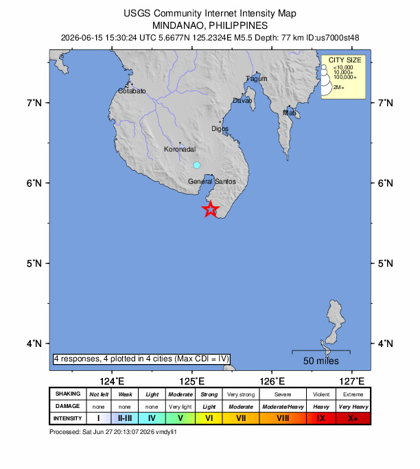 Did You Feel It? map: shaking reported by the public