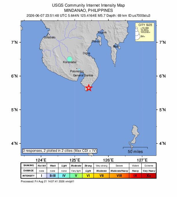 Did You Feel It? map: shaking reported by the public