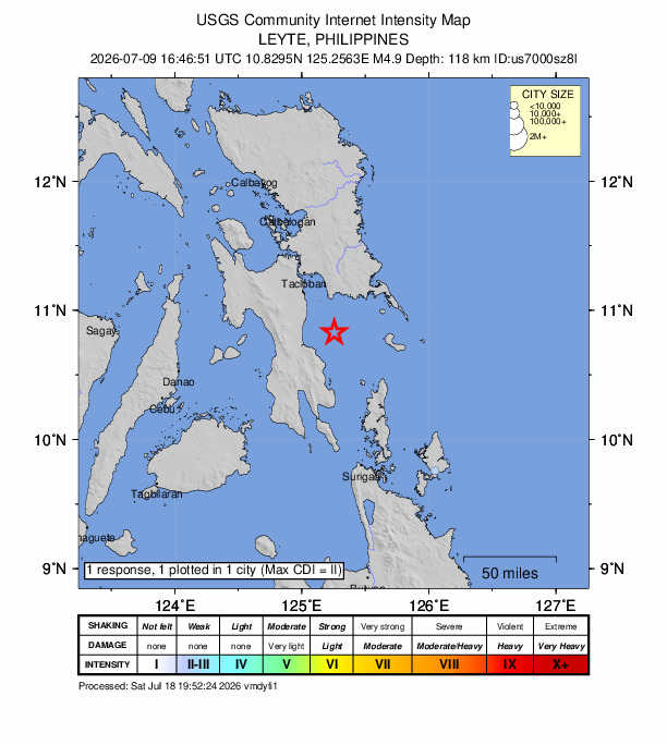 Did You Feel It? map: shaking reported by the public