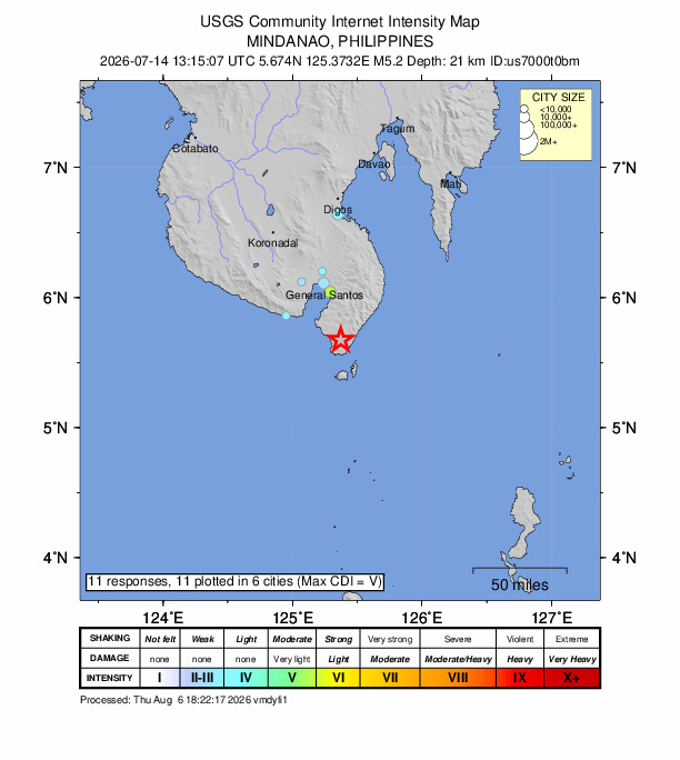 Did You Feel It? map: shaking reported by the public