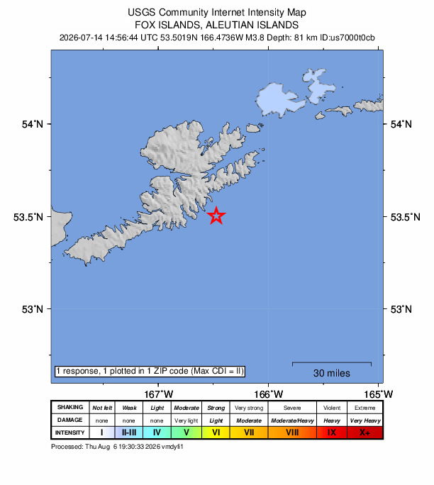 Did You Feel It? map: shaking reported by the public