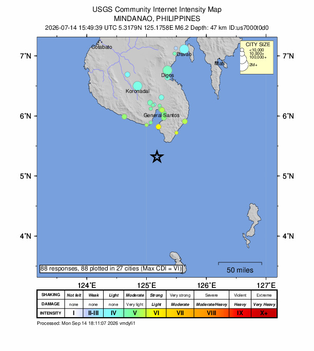 Did You Feel It? map: shaking reported by the public