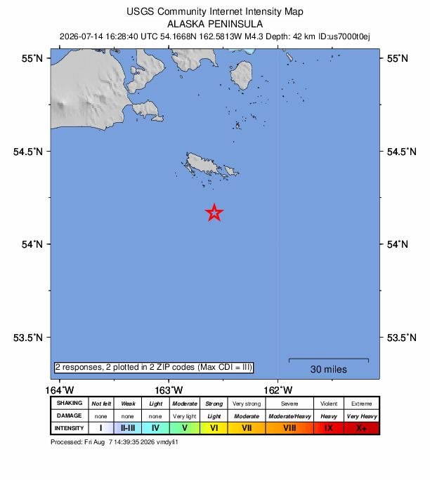 Did You Feel It? map: shaking reported by the public