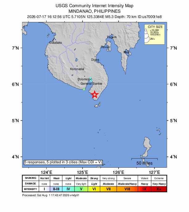 Did You Feel It? map: shaking reported by the public
