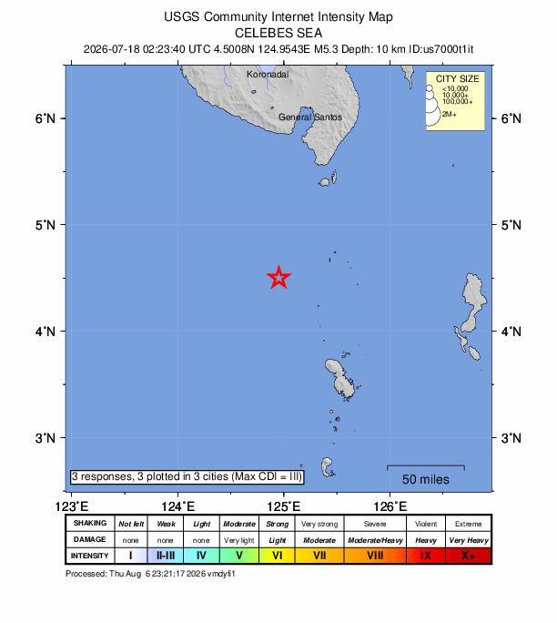 Did You Feel It? map: shaking reported by the public