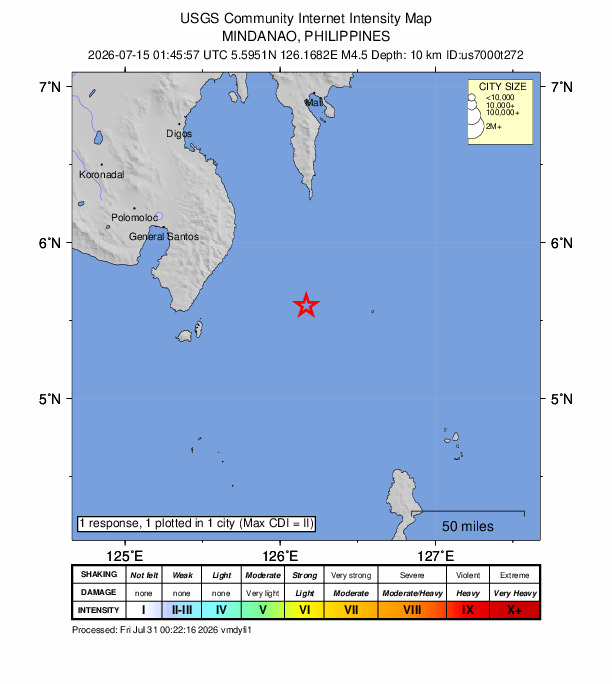 Did You Feel It? map: shaking reported by the public