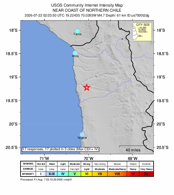 Did You Feel It? map: shaking reported by the public